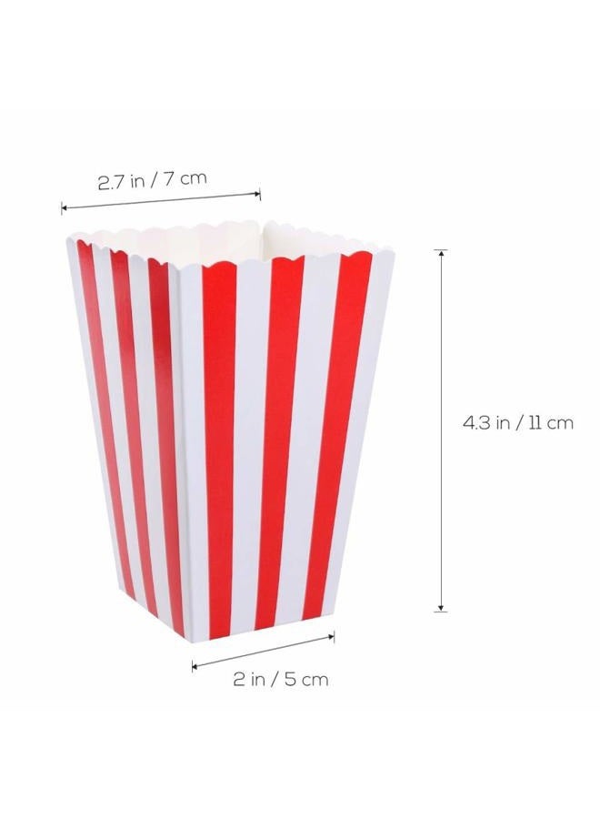 XIEHE 24 Pack Red Striped Popcorn Boxes - Carnival Parties Mini Paper Popcorn and Candy Containers, Party Supplies for Movie Nights - Image 3